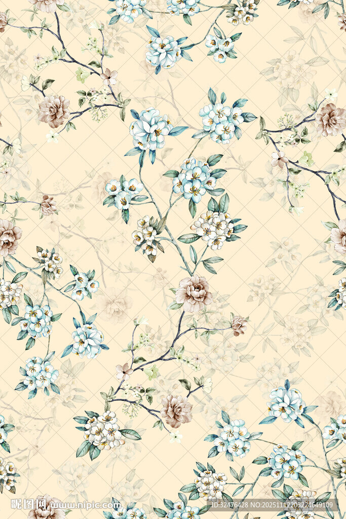 复古花卉图案墙纸