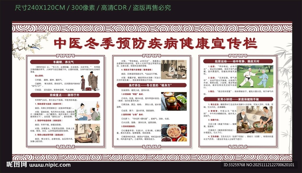 中医冬季预防疾病健康宣传栏