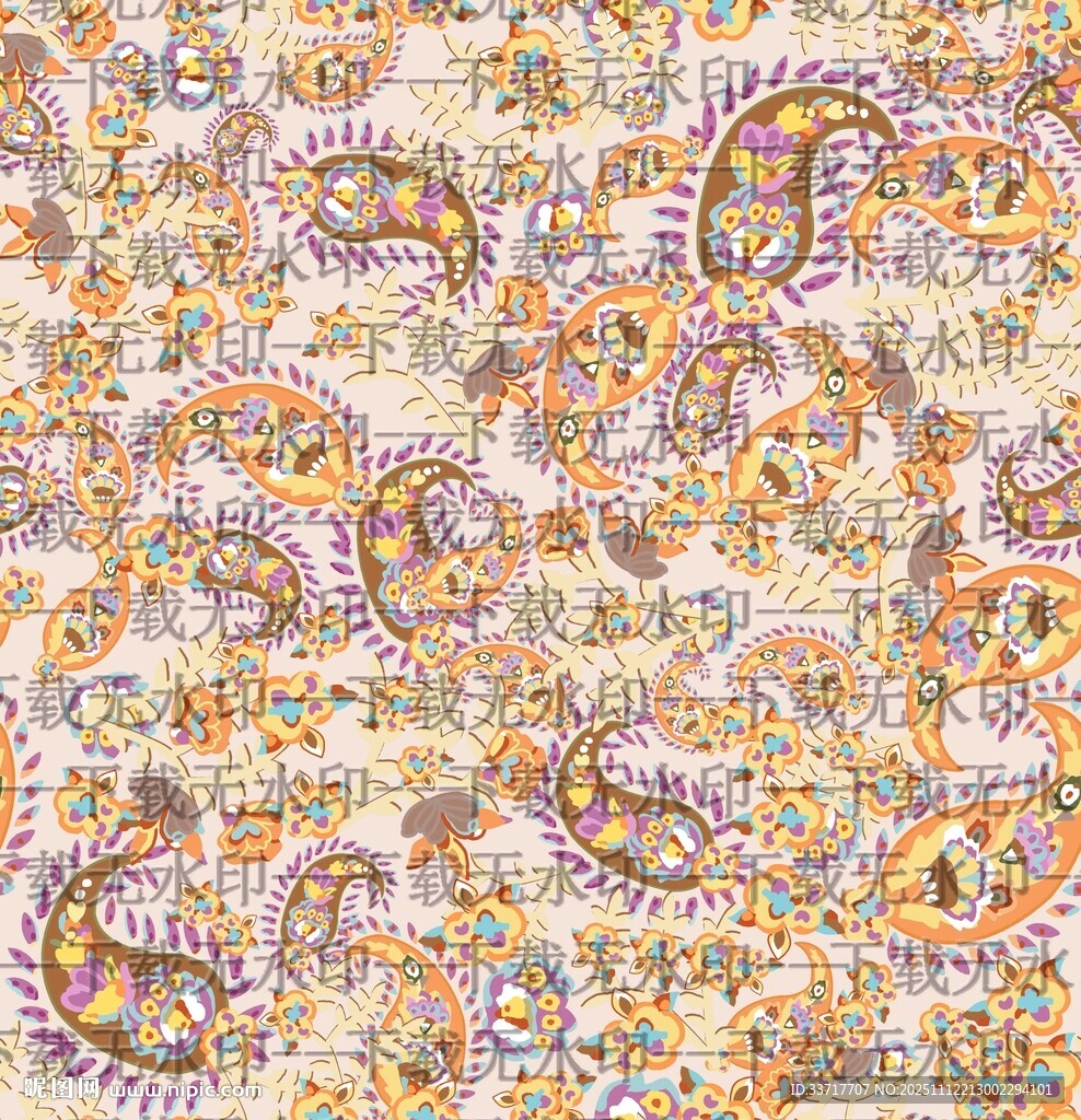 复古佩斯利花纹