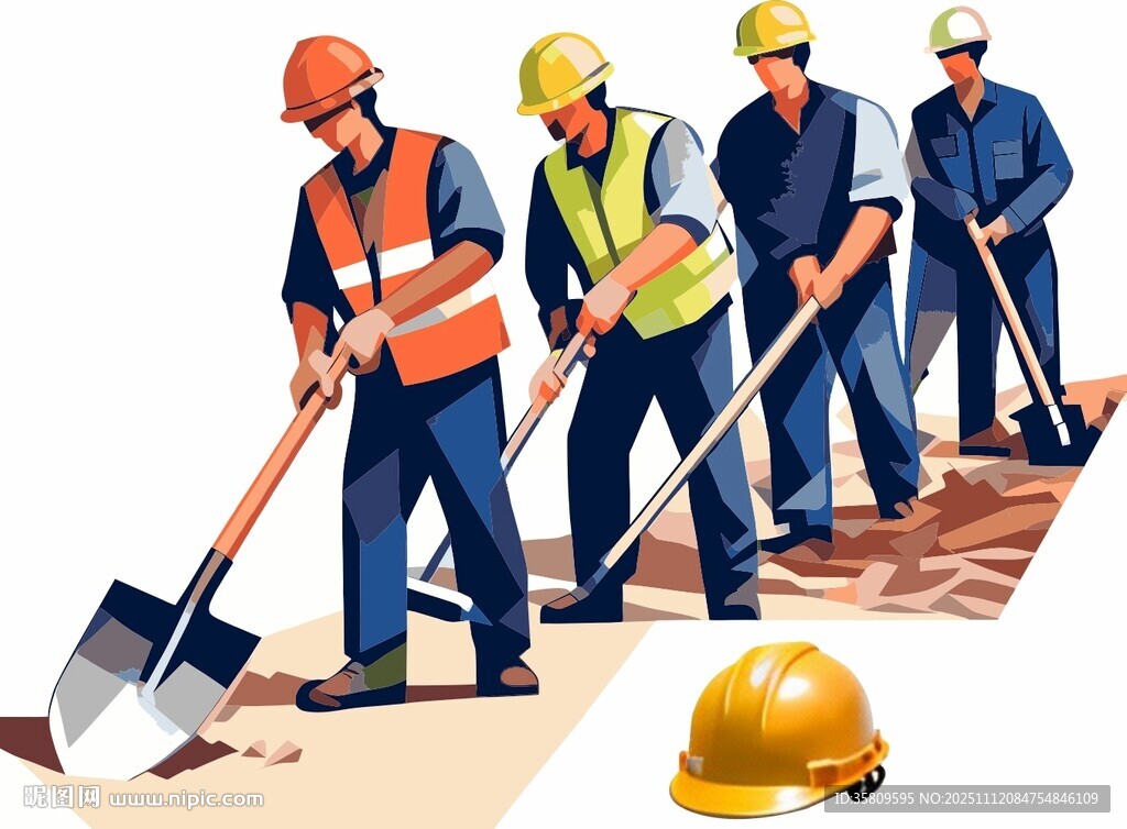 建筑工人团队开展施工工作