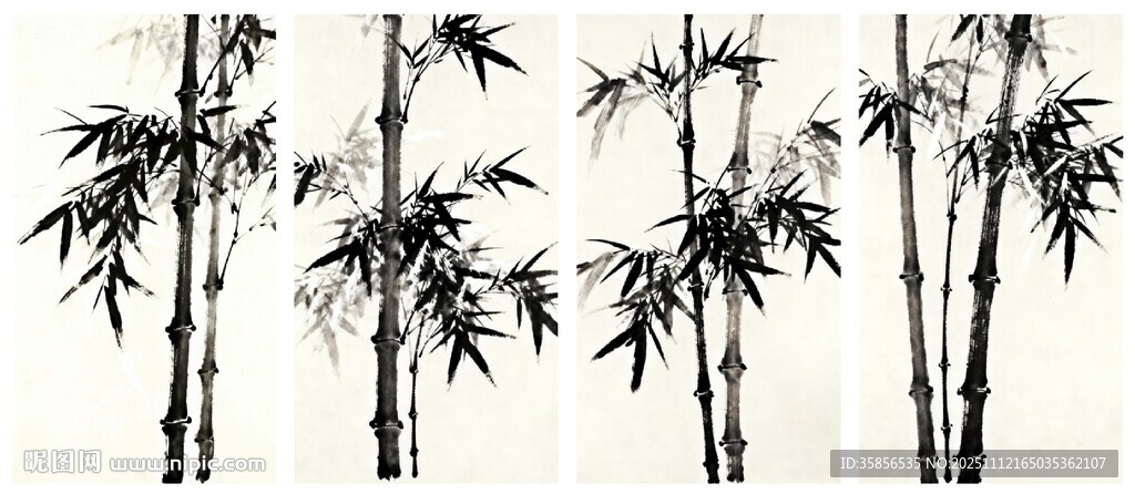 水墨风竹子画作