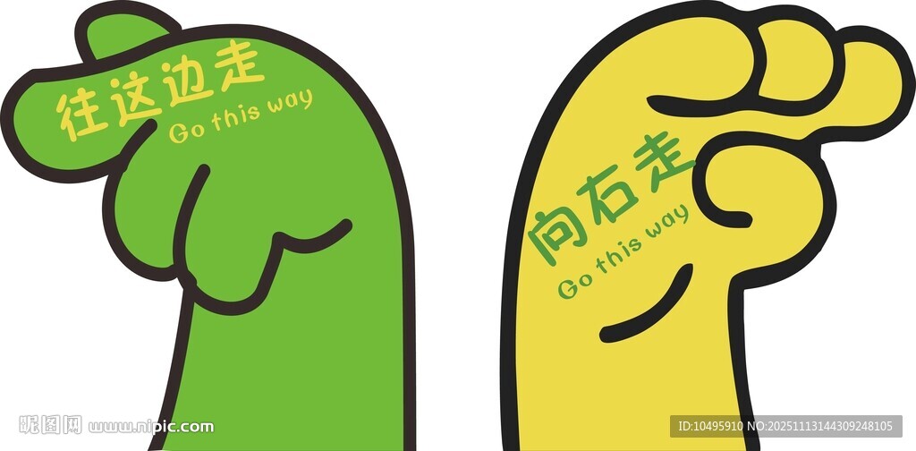 卡通手势 手型指示牌