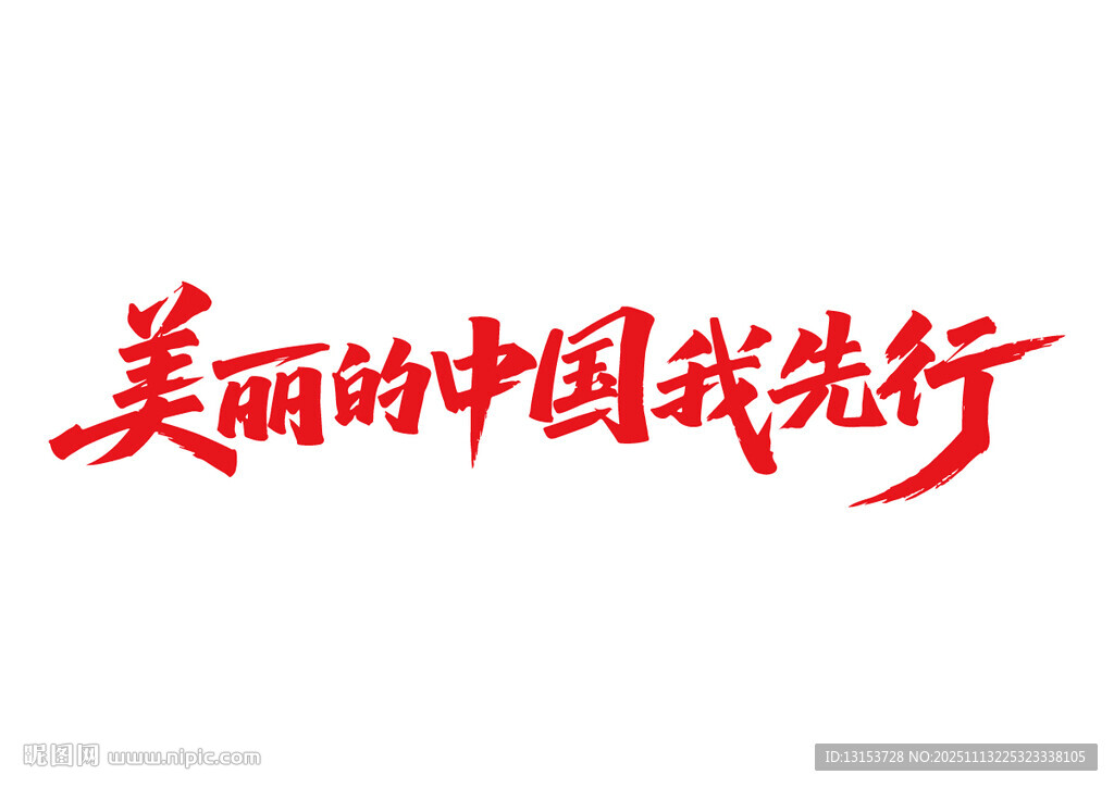 美丽中国我先行书法字