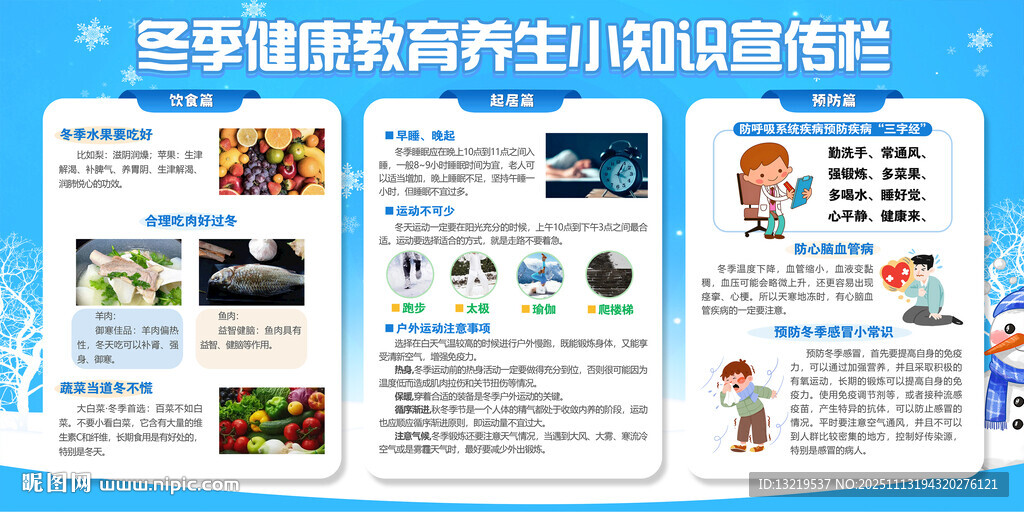 冬季健康教育宣传栏