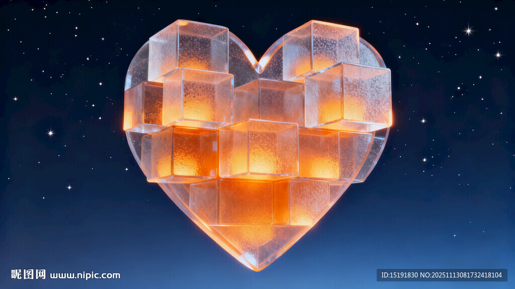 心形透明结构内灯光闪烁