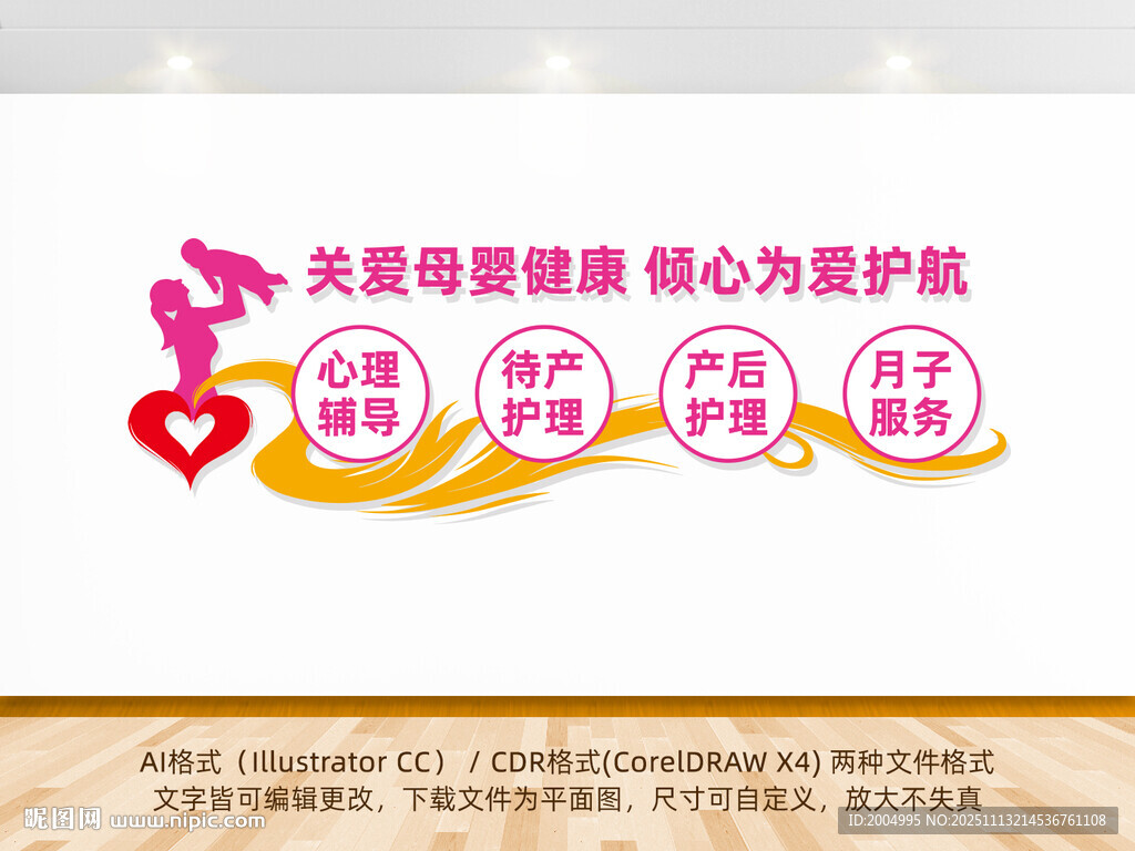 关爱母婴健康医院文化墙