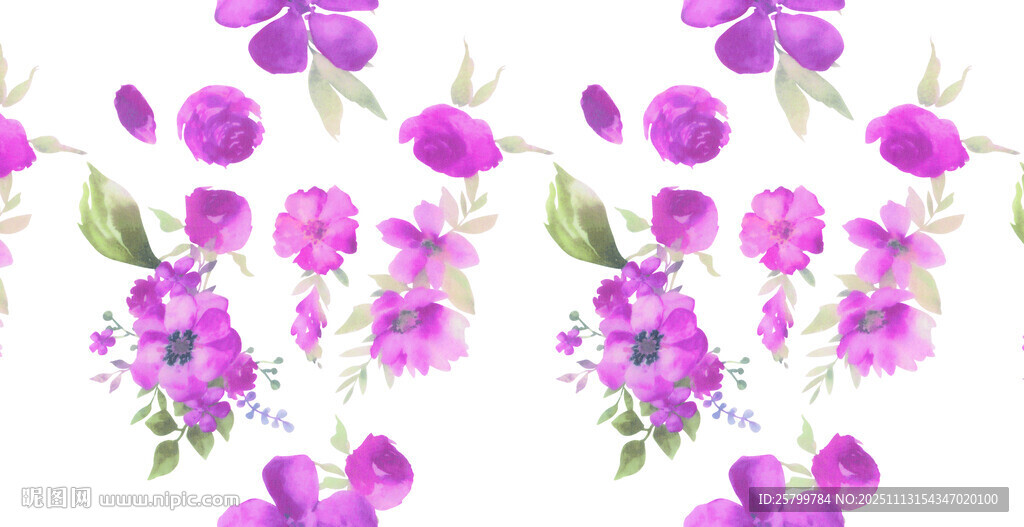 紫色花卉水彩图案背景