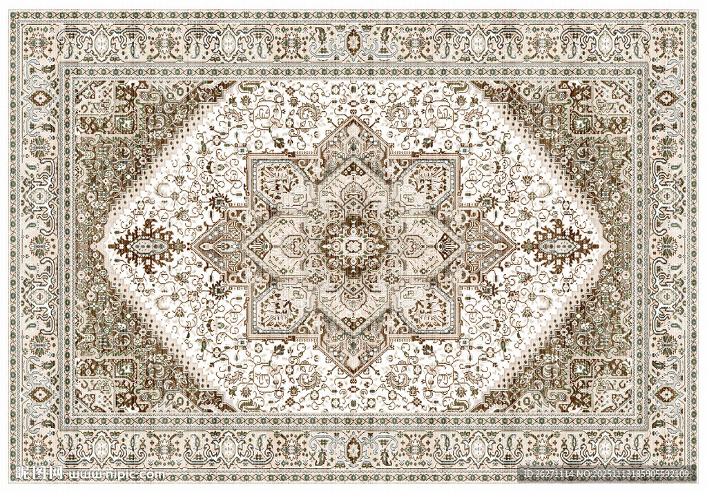 复古风几何图案地毯