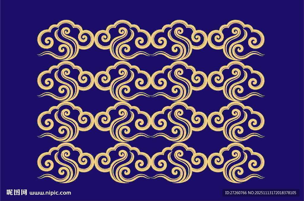 中式金色云纹图案设计