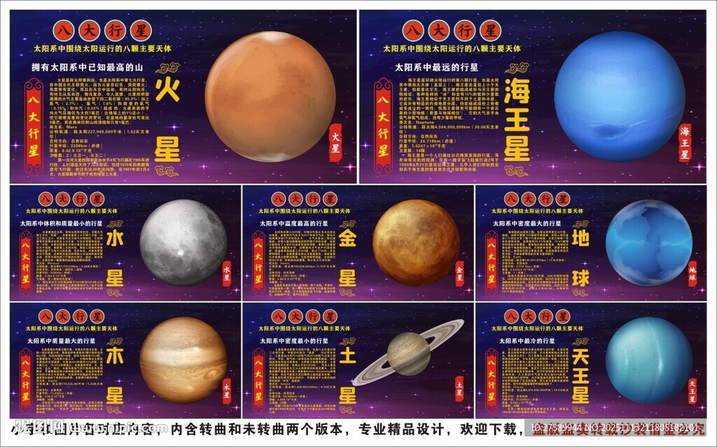 八大行星海报展板挂画文化墙