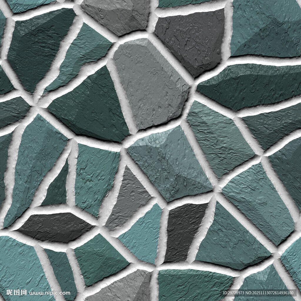 不规则拼接马赛克几何石块墙面