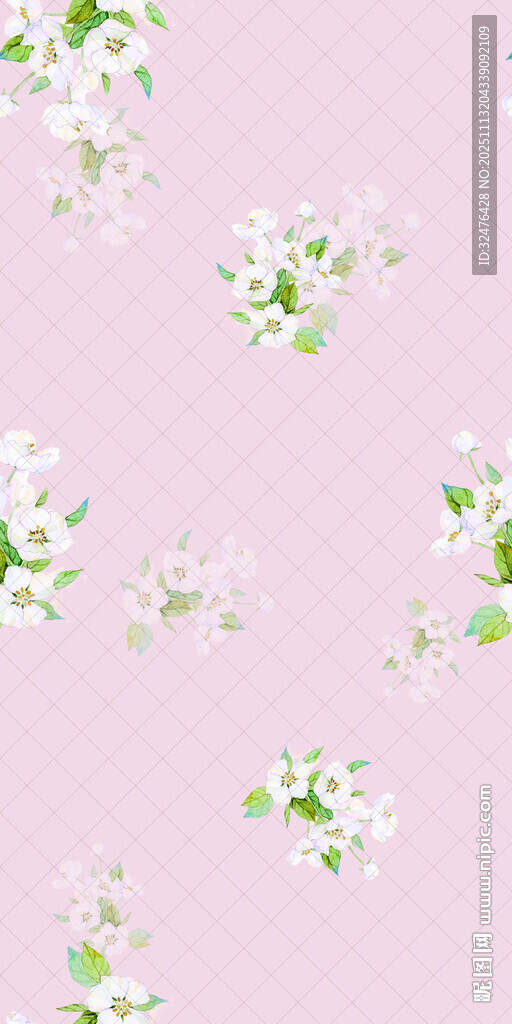 粉色背景花卉图案