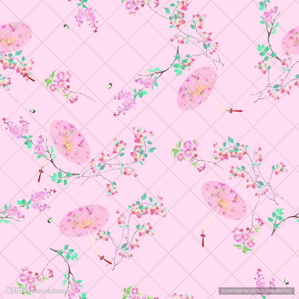 粉色花卉图案布料纹理