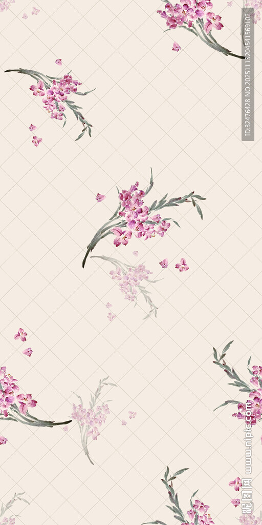 粉色花卉图案布料纹理