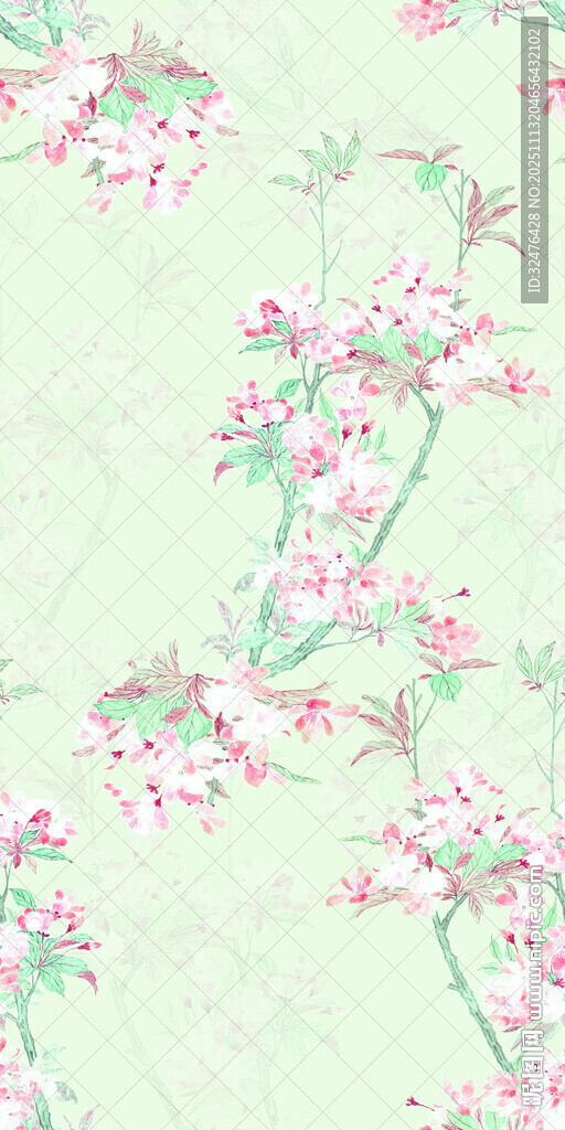 中式花卉图案 淡雅清新风