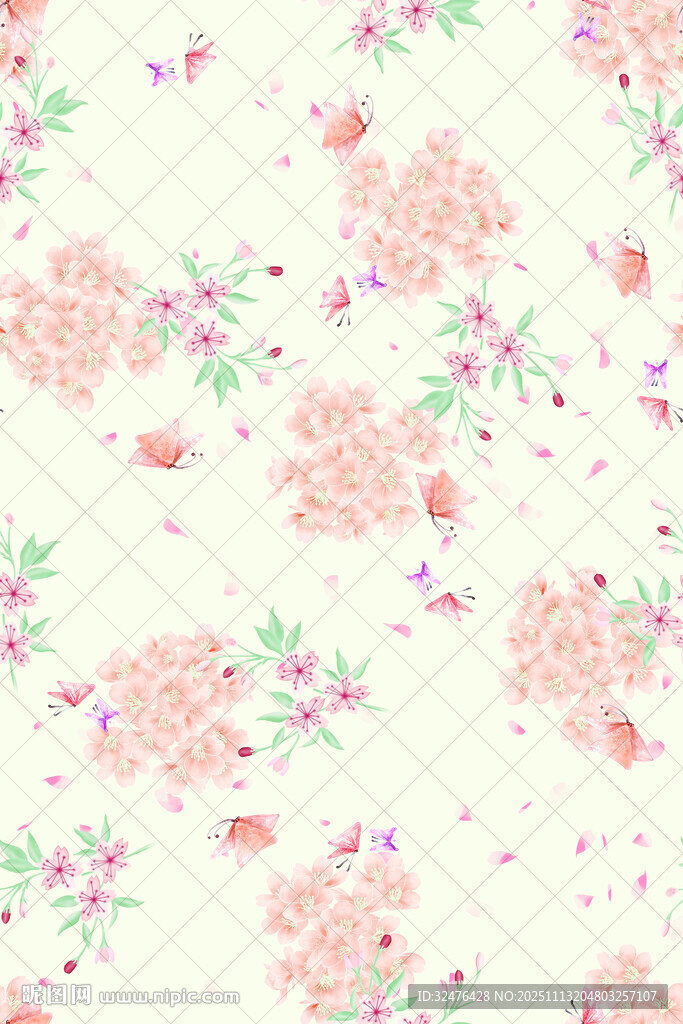 粉色花卉图案背景纹理