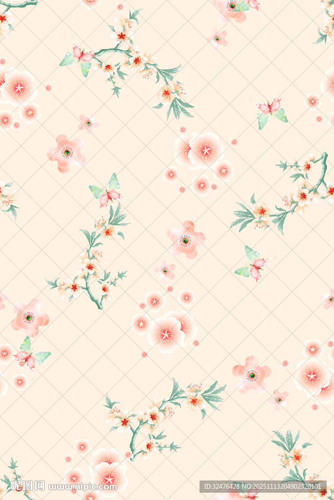 粉色花卉图案背景纹理
