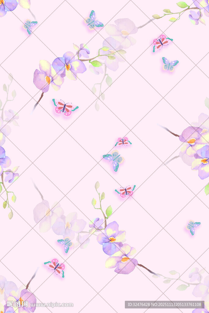 粉色花卉几何图案背景图