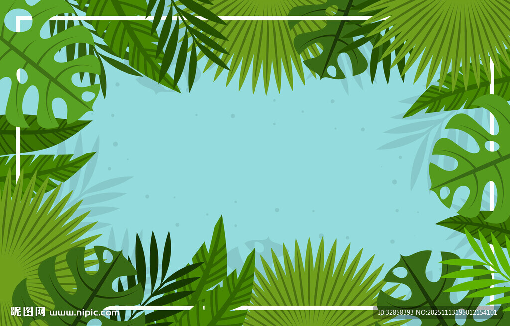 热带植物边框背景图