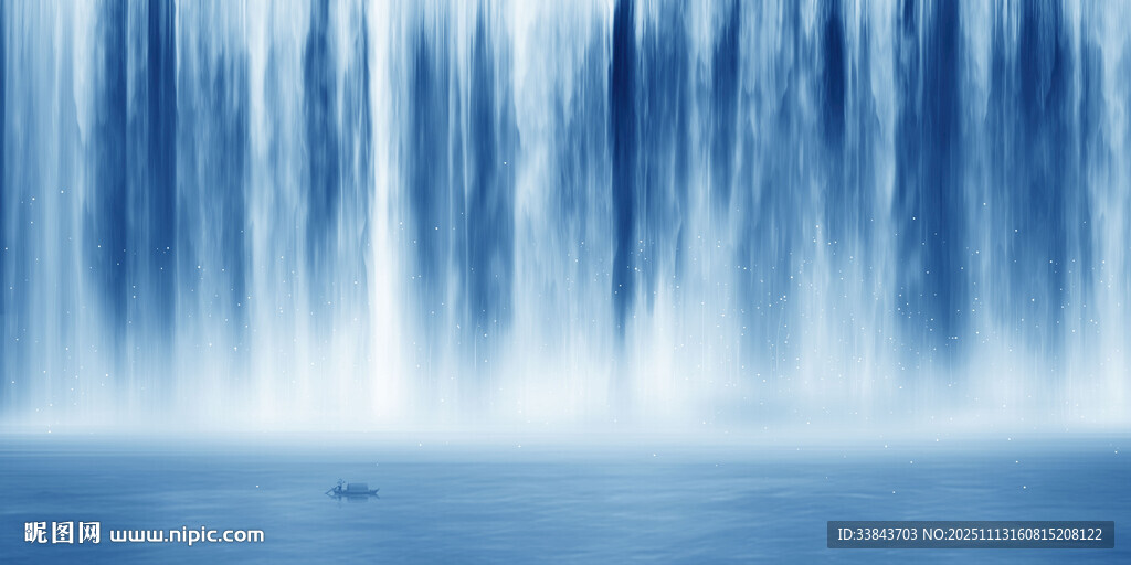 高山流水瀑布山水图