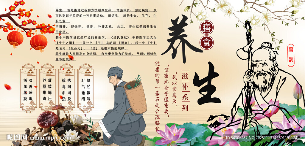 滋补养生背景墙