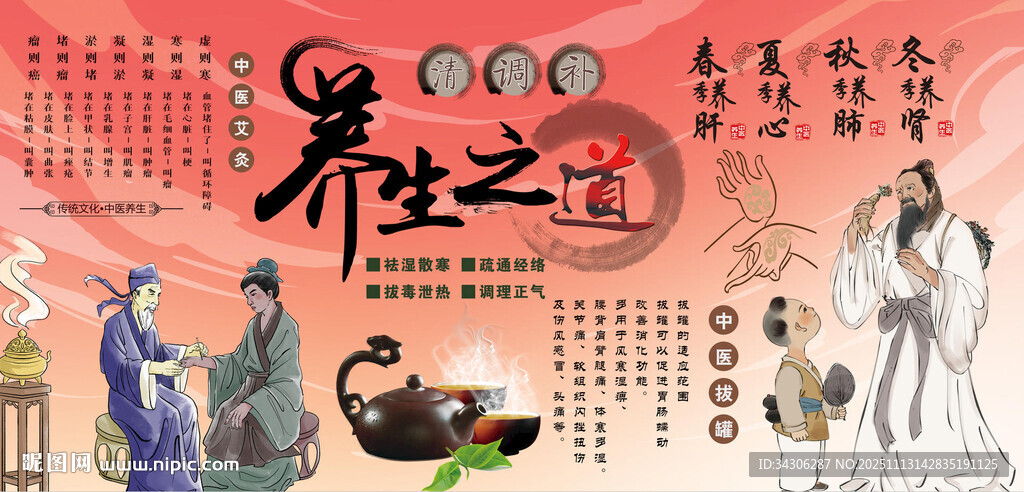 养生之道背景墙