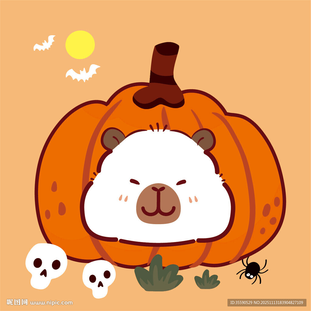 南瓜里的可爱小熊万圣节图