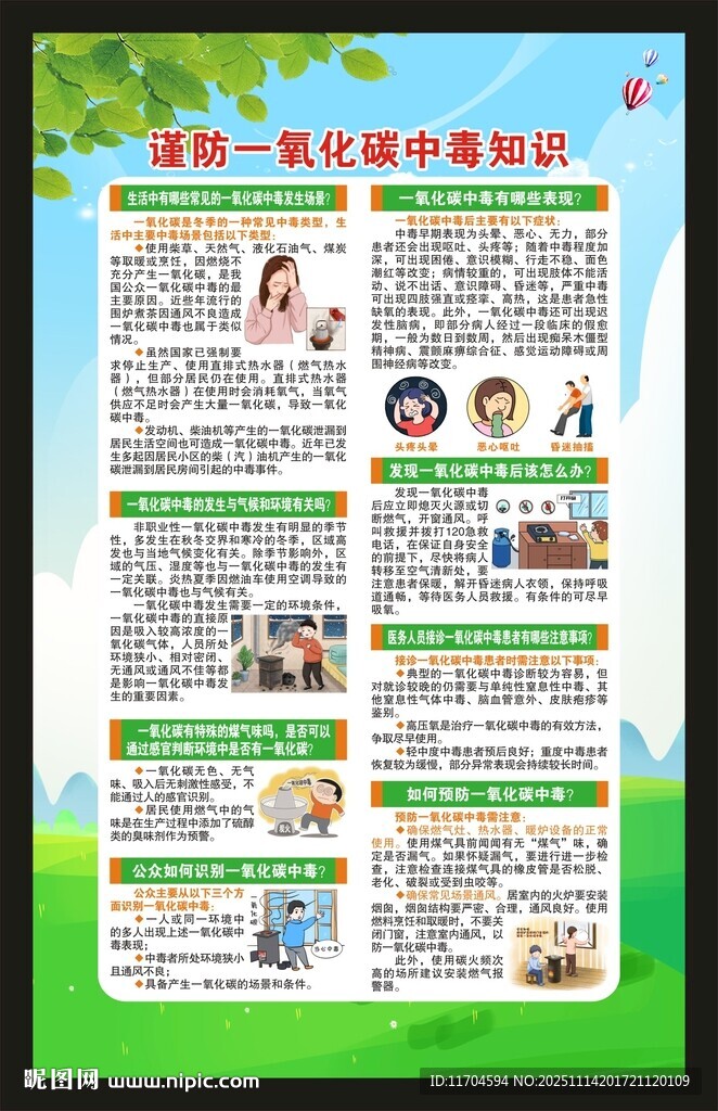 预防一氧化碳中毒海报