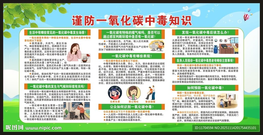 谨防一氧化碳中毒知识宣传栏
