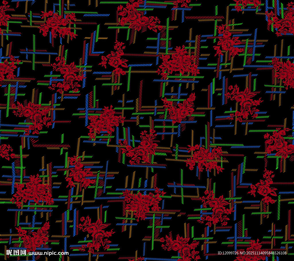 抽象线条数码印花