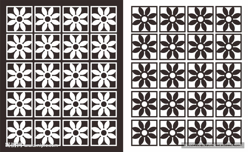 黑白几何花纹图案设计