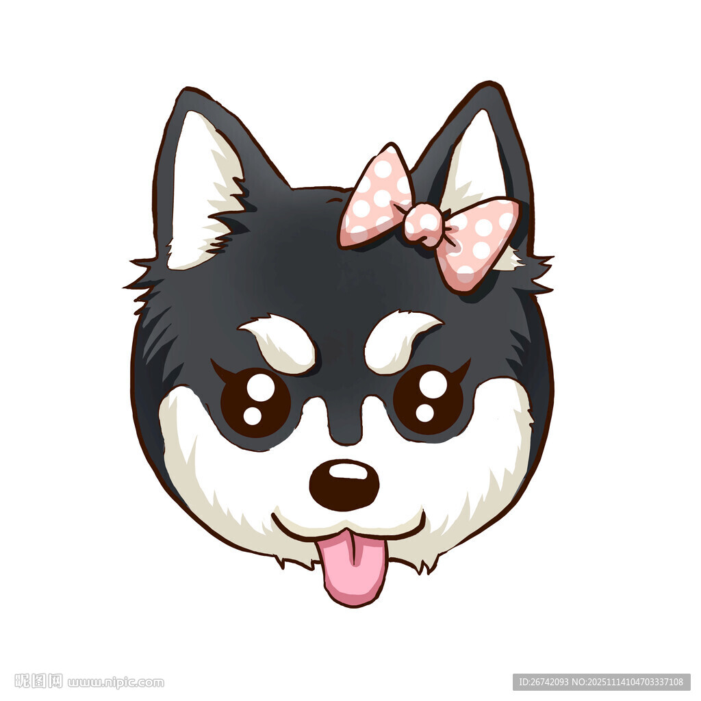 戴蝴蝶结俏皮哈士奇Q版精细分层