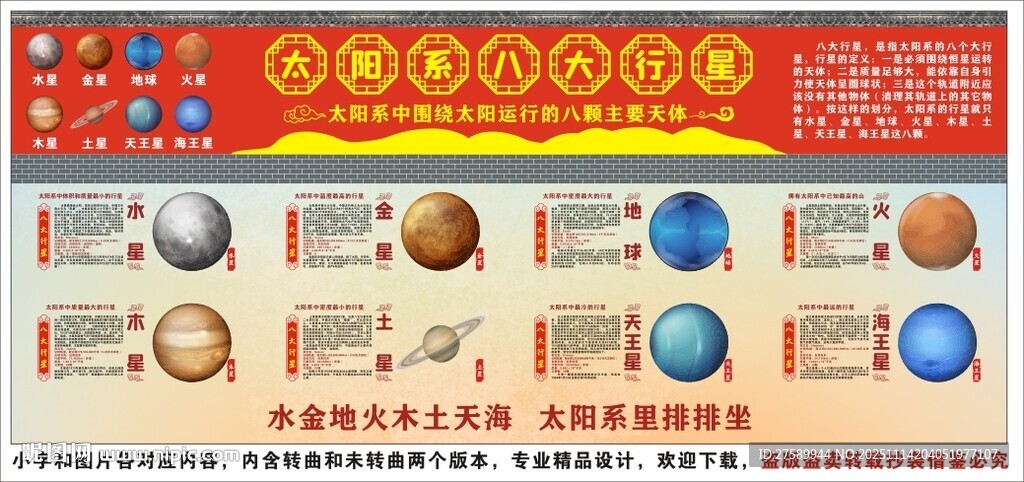 八大行星海报展板挂画文化墙