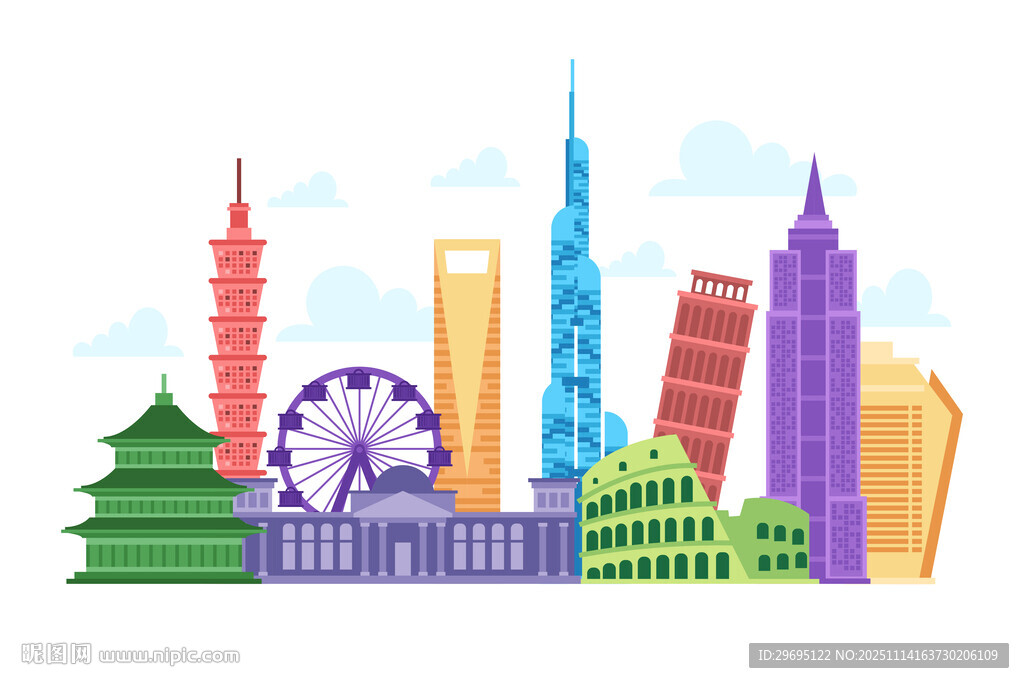 多彩城市地标建筑景观