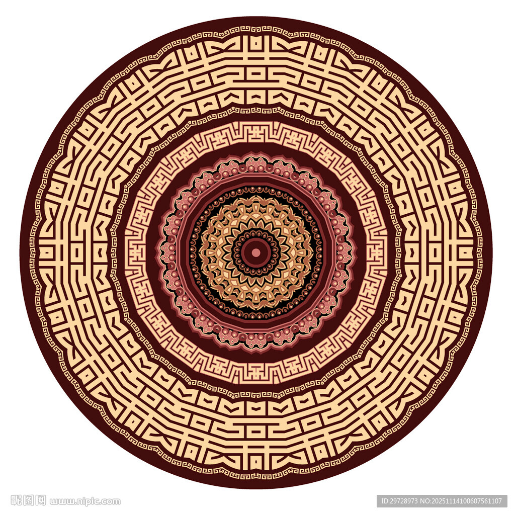 圆形复古精美花纹