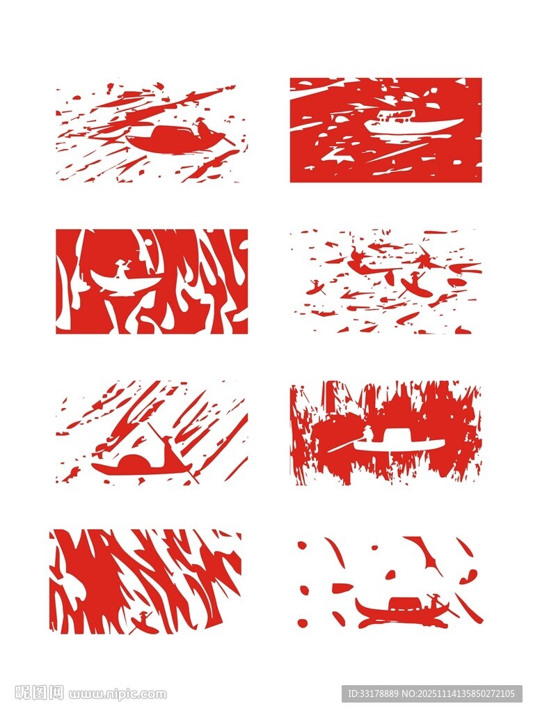 矢量中国风中式水墨渔夫渔船背景