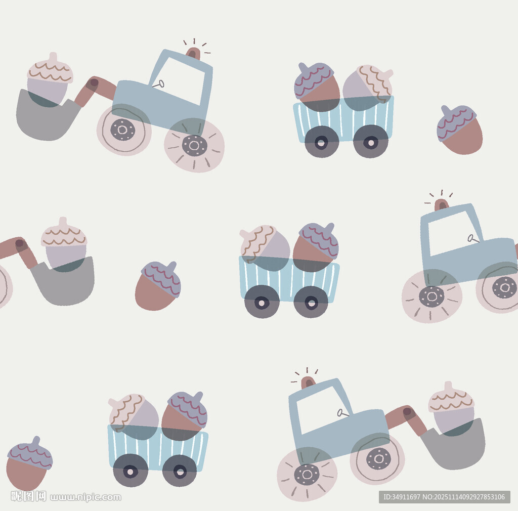 卡通工程车与爱心图案集合
