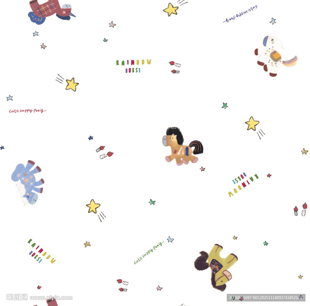 卡通动物星星图案背景图