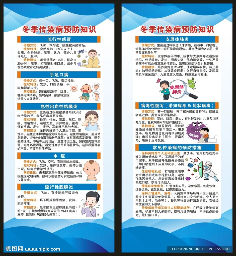 冬季传染病预防知识展架
