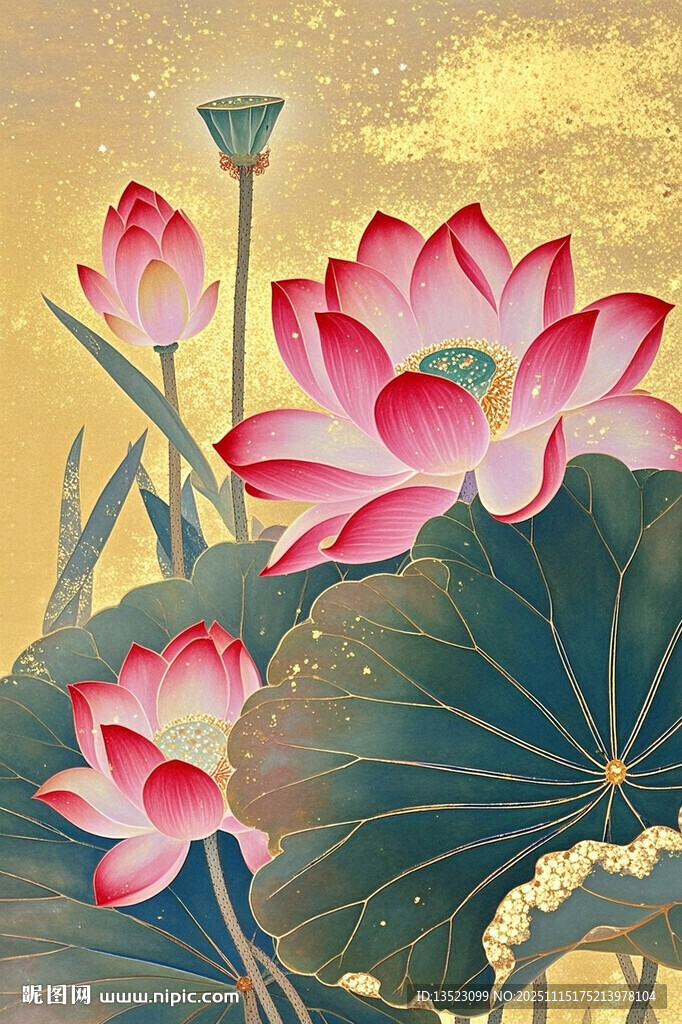 夏日盛开的娇艳荷花