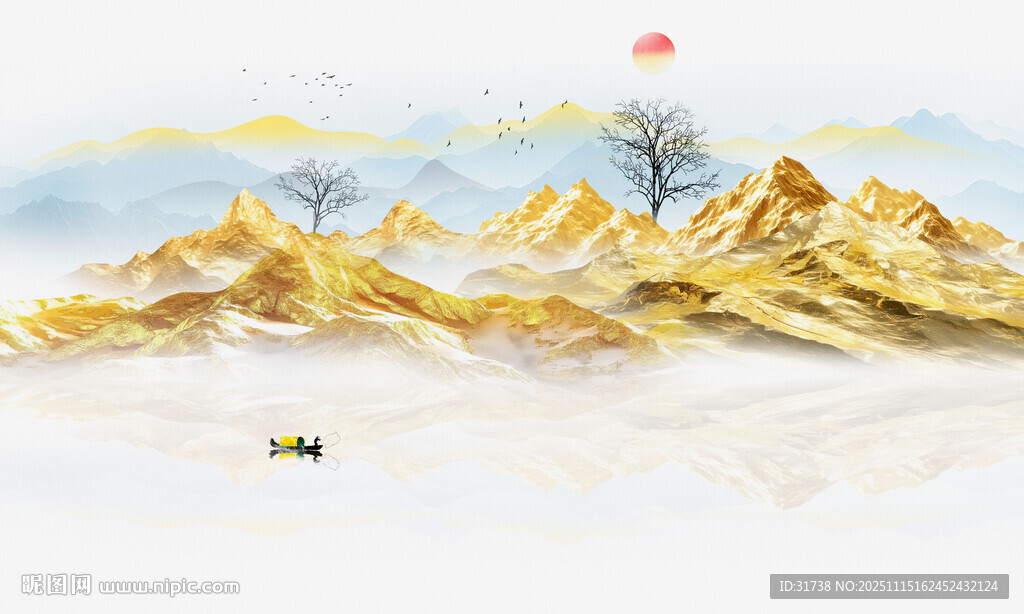 新中式山水背景墙