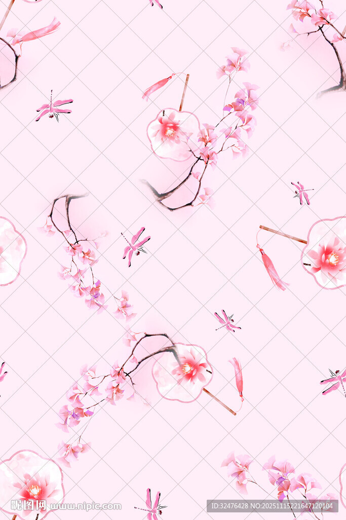 粉色烂漫樱花背景图案