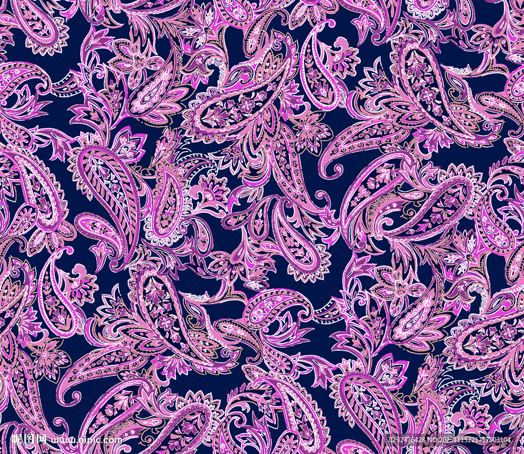 紫色佩斯利花纹图案