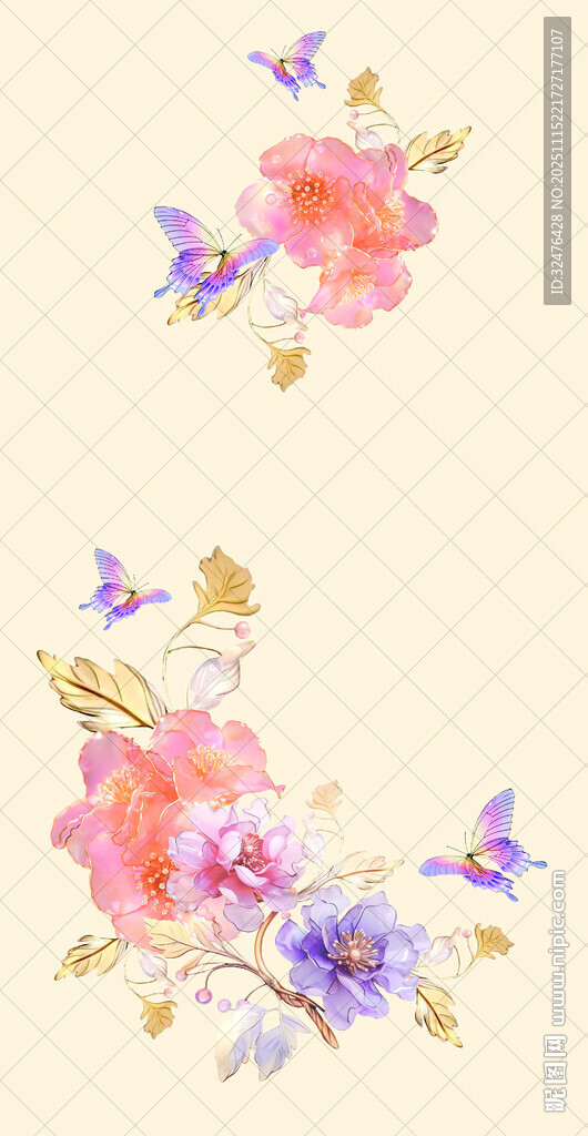 复古花卉图案设计元素