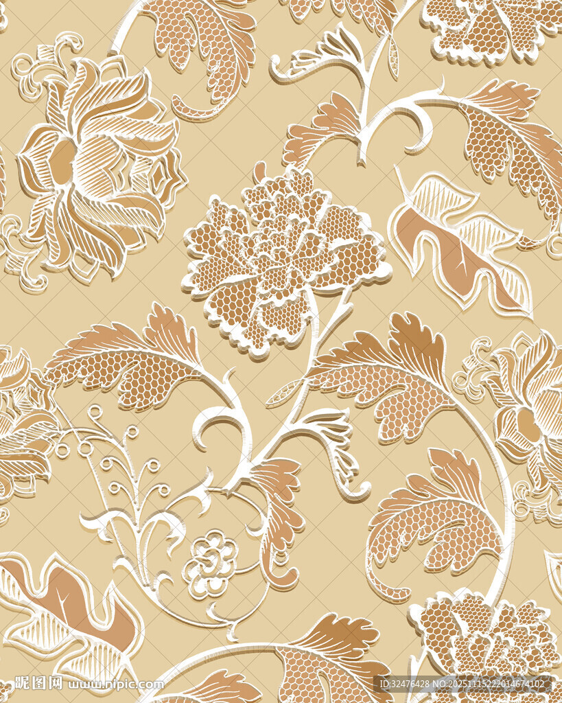 复古花卉图案纹理背景