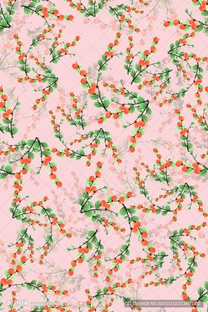 粉色底圣诞元素花纹图案