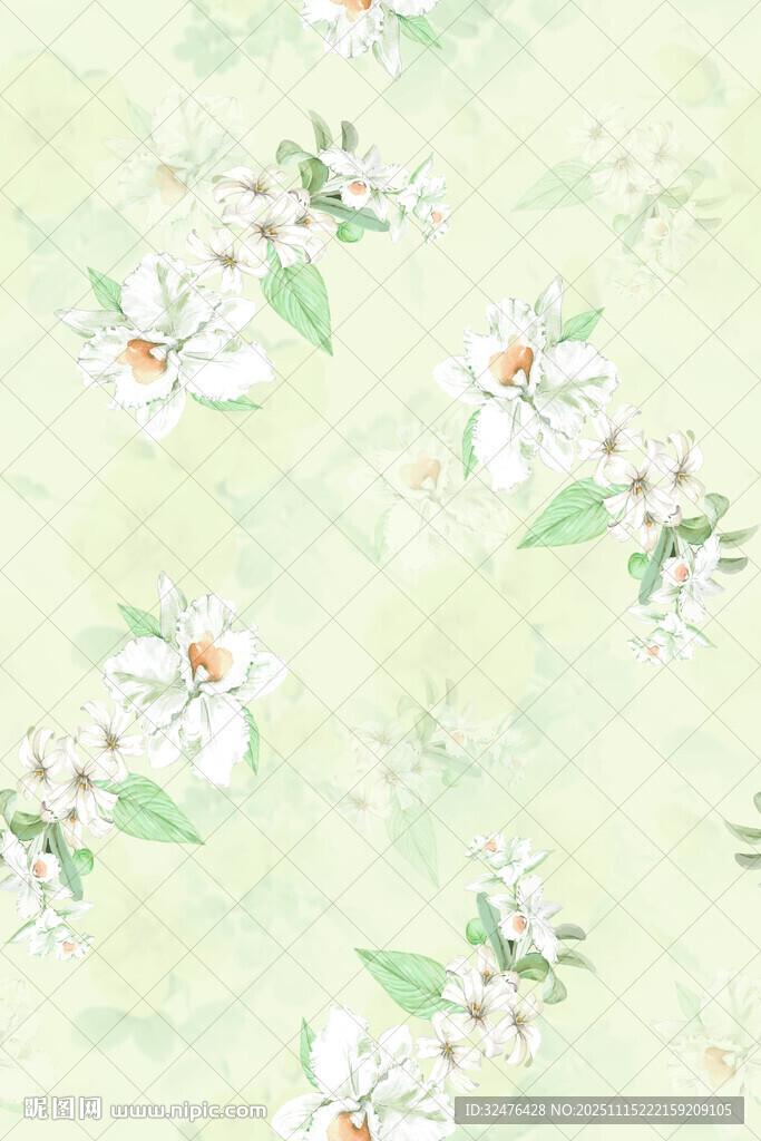 淡绿色花卉背景图案