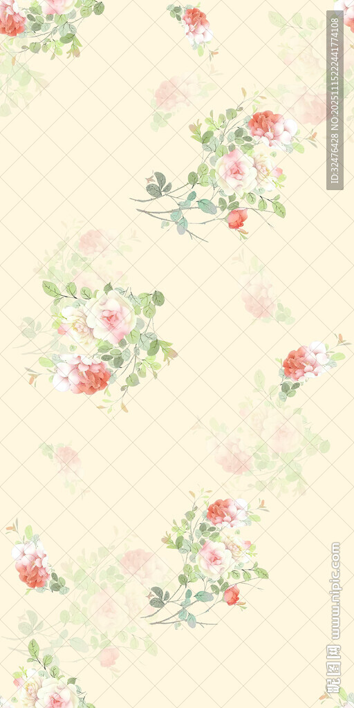 复古花卉图案背景纹理