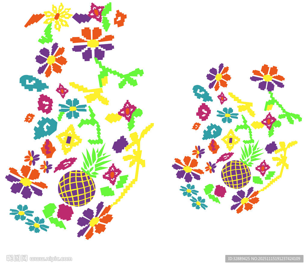 多彩花卉图案设计元素