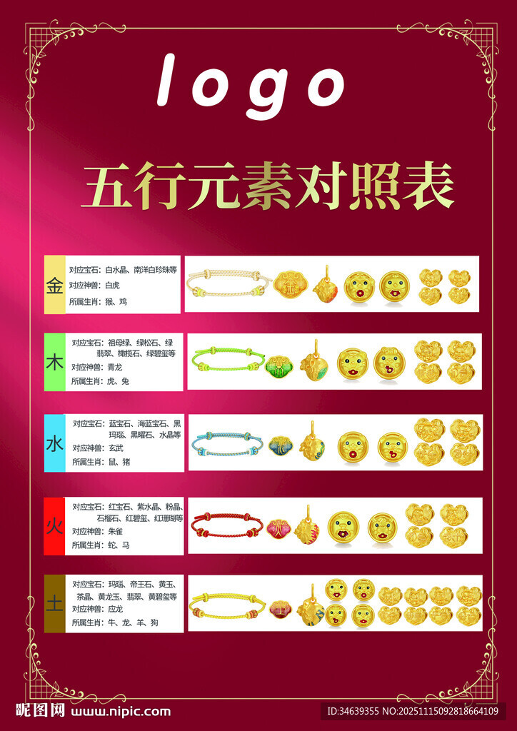 红色五行元素对照表台卡